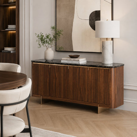Smoked Walnut 4-Door Sideboard | Caracole Altura