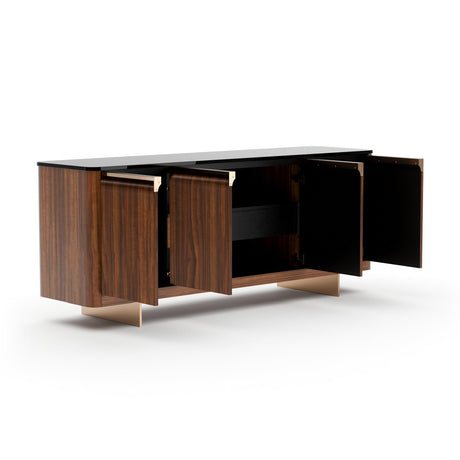 Smoked Walnut 4-Door Sideboard | Caracole Altura