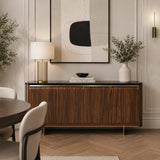 Smoked Walnut 4-Door Sideboard | Caracole Altura