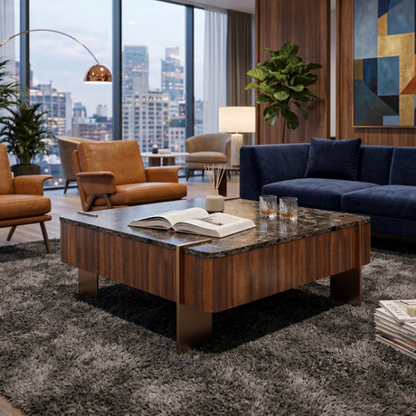 Square Walnut Cocktail Table | Caracole Altura