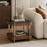 Smoked Walnut Square Side Table | Caracole Altura