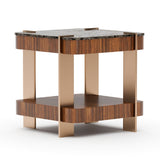Smoked Walnut Square Side Table | Caracole Altura