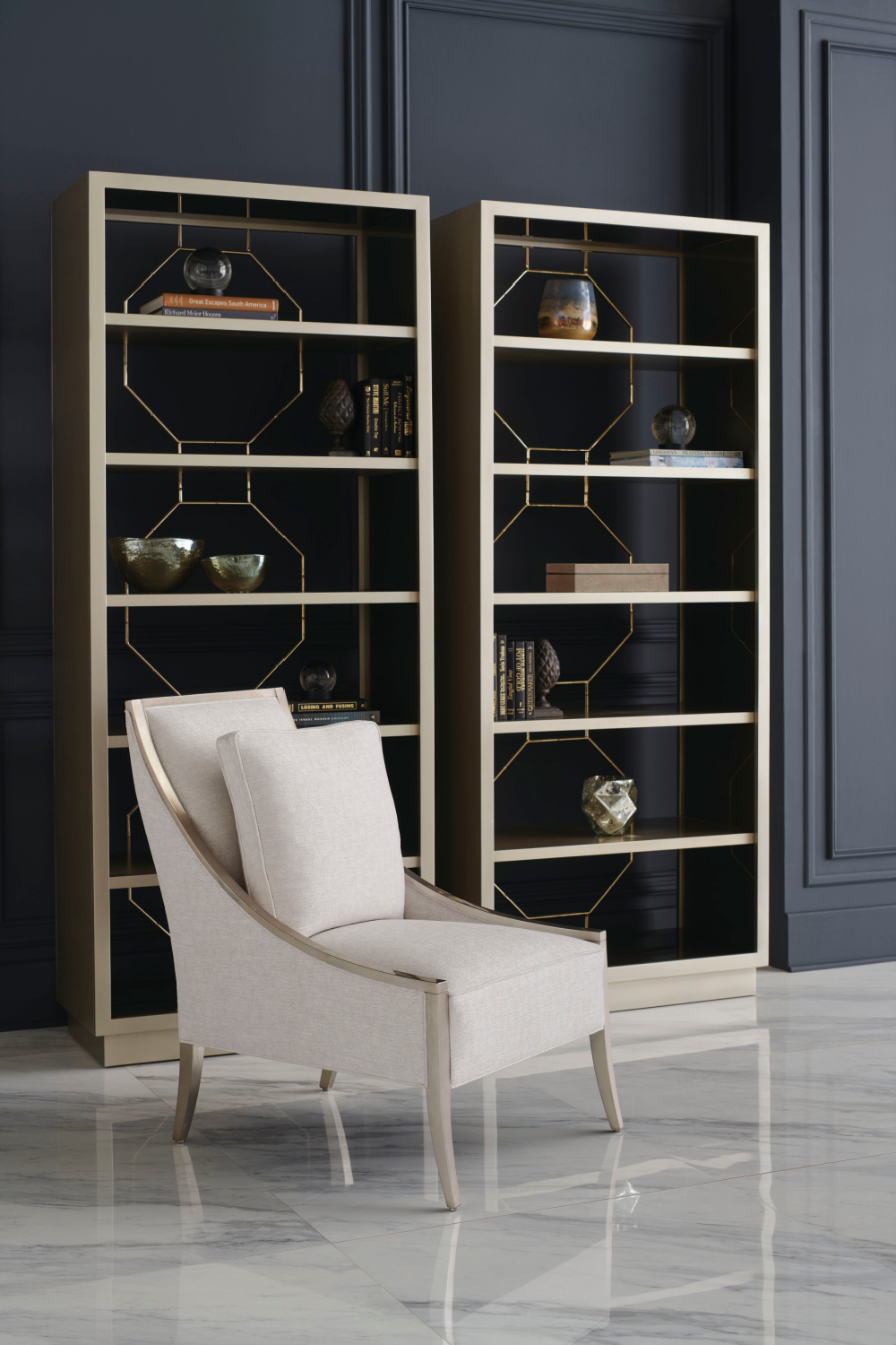 Taupe Metallic Modern Shelf | Caracole Going Up | Oroa.com