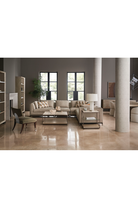 Bronze Glass Shelf Bookcase | Caracole High Rise | Oroa.com