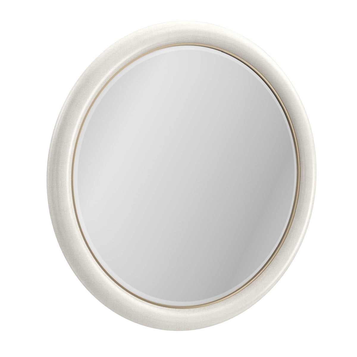 White Crackled Round Mirror | Caracole Perseus