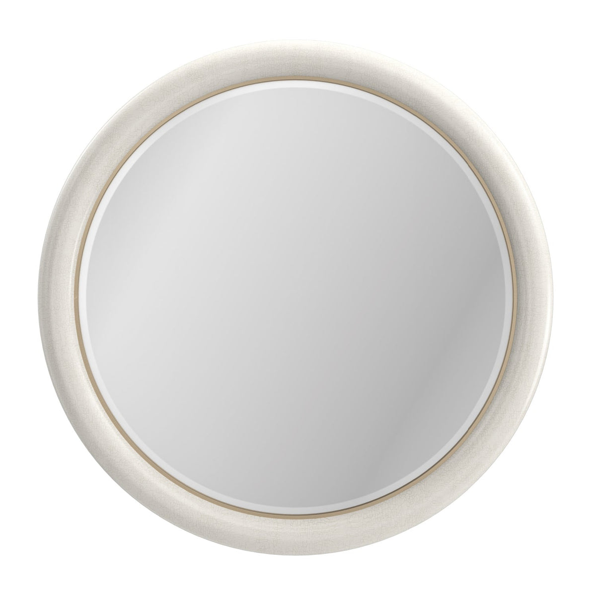 White Crackled Round Mirror | Caracole Perseus