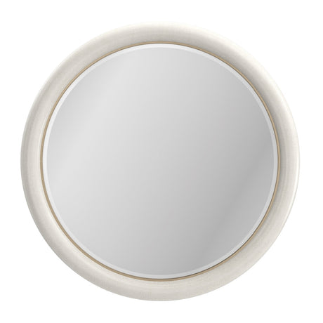White Crackled Round Mirror | Caracole Perseus