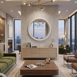 White Crackled Round Mirror | Caracole Perseus