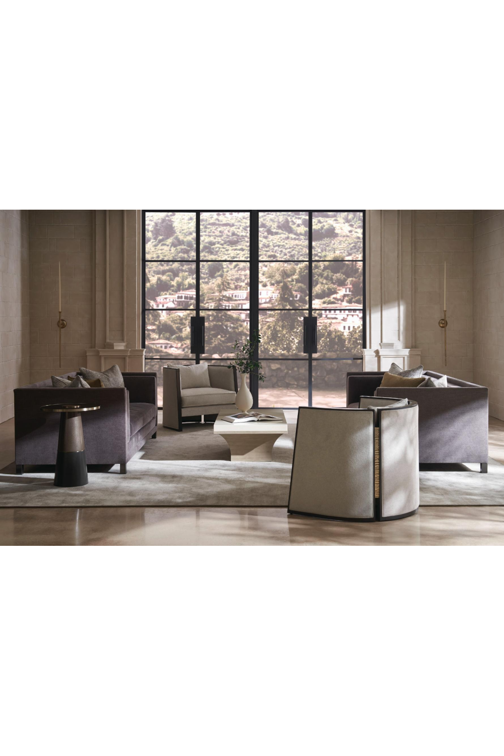 Glass Pedestal Side Table | Caracole Aperture | Oroatrade.com