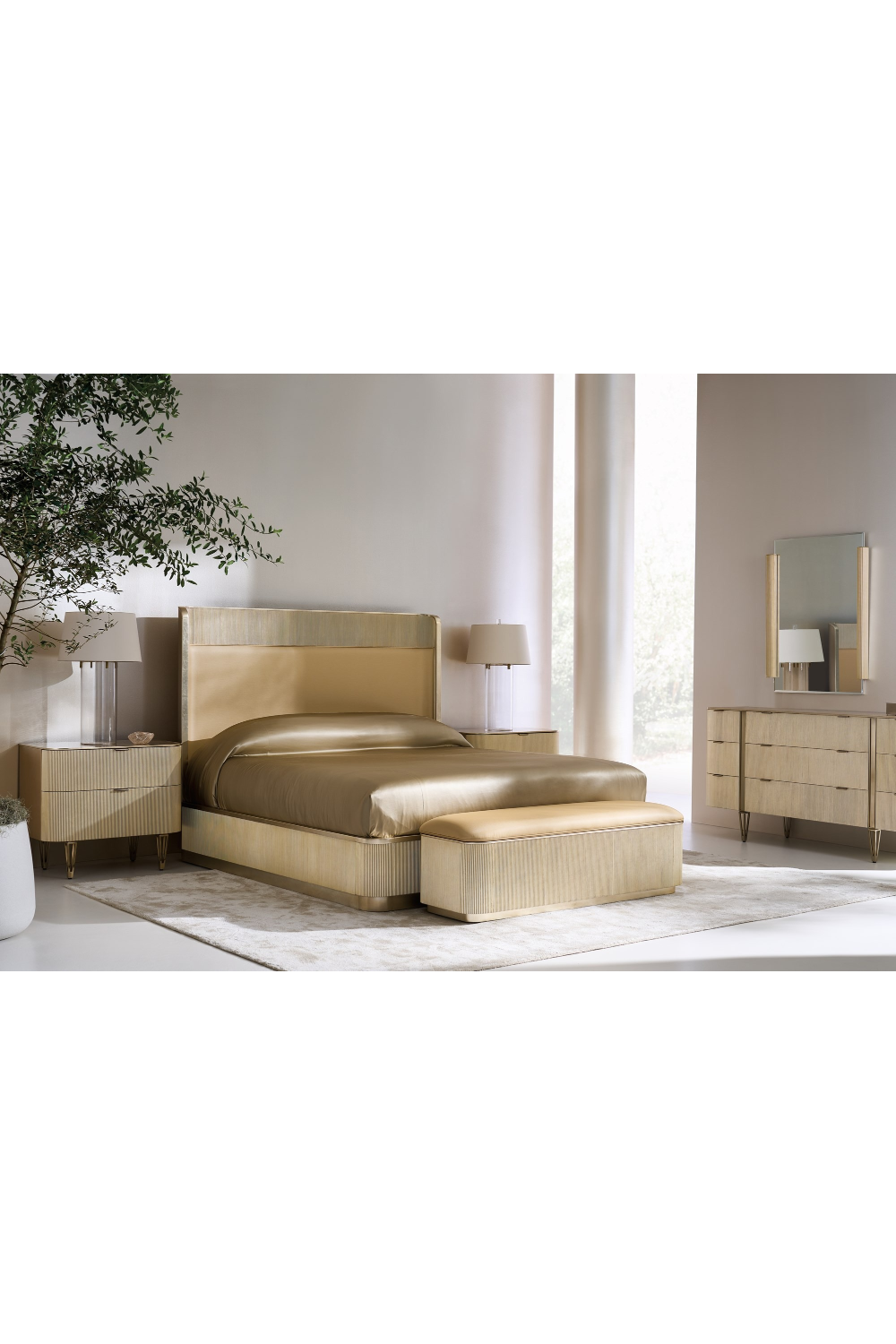Gold Trim Reeded Queen Bed | Caracole Faill In Love | Oroa.com