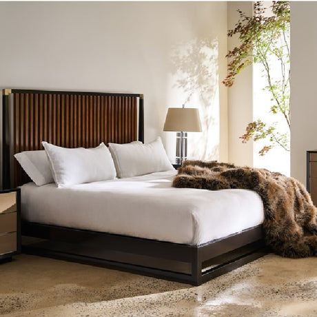 Slatted Oak King Bed | Caracole Pinstripe