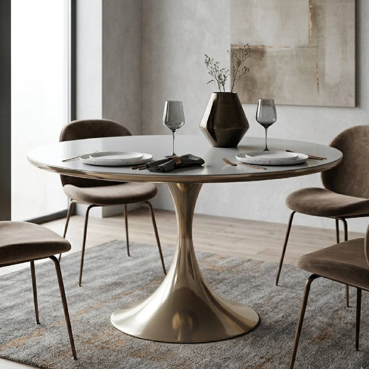 Mirror Top Round Dining Table | Caracole Semper