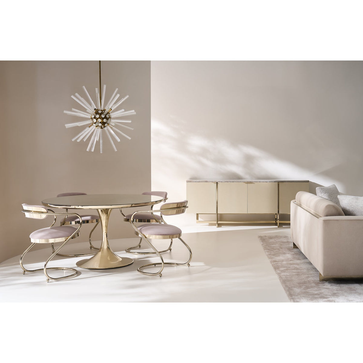 Mirror Top Round Dining Table | Caracole Semper
