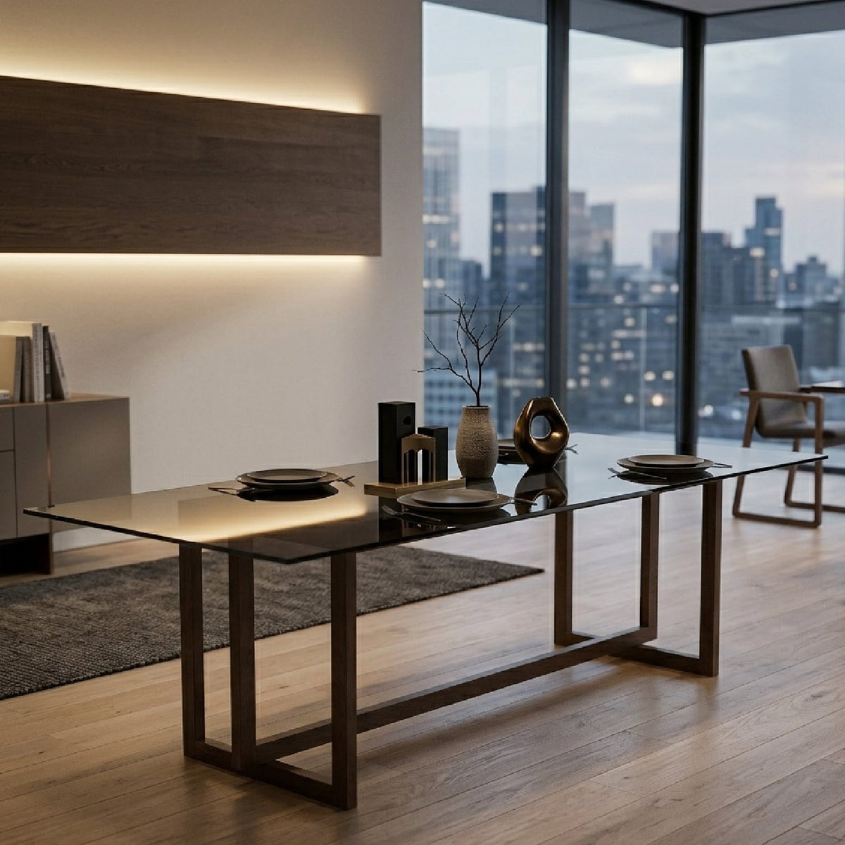 Smoked Bronze Glass Dining Table | Caracole Wish You Were Here