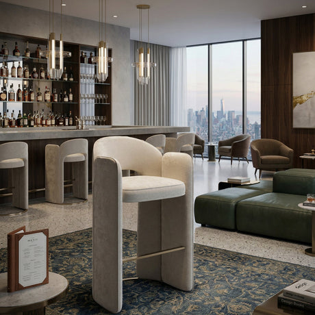 White Velvet Bar Stool | Caracole Overlap