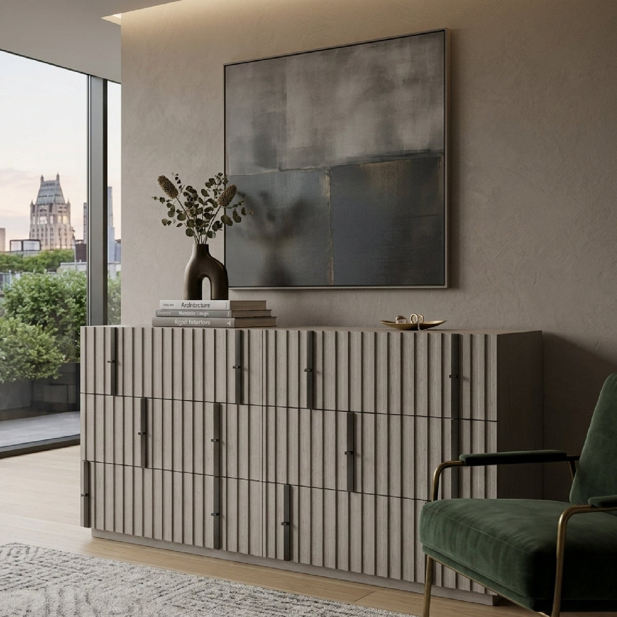 Gray Slatted 6-Drawer Dresser | Caracole Clancy