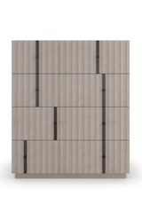 Taupe Slatted Oak 4-Drawer Chest | Caracole Clancy