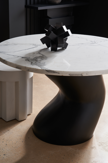 White Faceted Side Table | Caracole Eli | Oroa.com