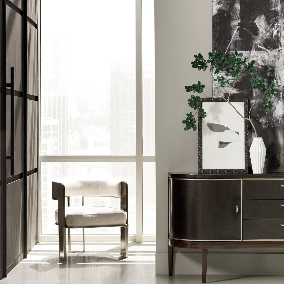 Cream Curved Modern Accent Chair | Caracole Streamliner