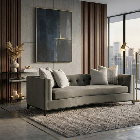 Gray Velvet Tufted Sofa | Caracole Grace