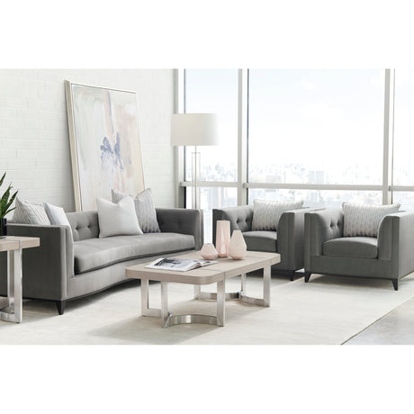 Gray Velvet Tufted Sofa | Caracole Grace