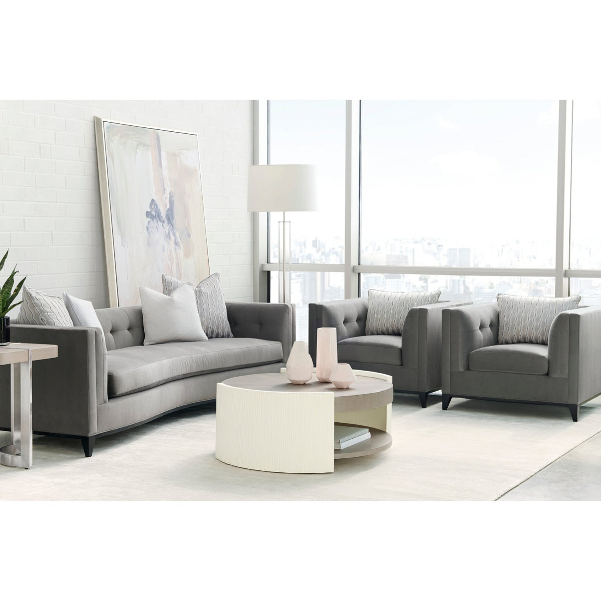Gray Velvet Tufted Sofa | Caracole Grace