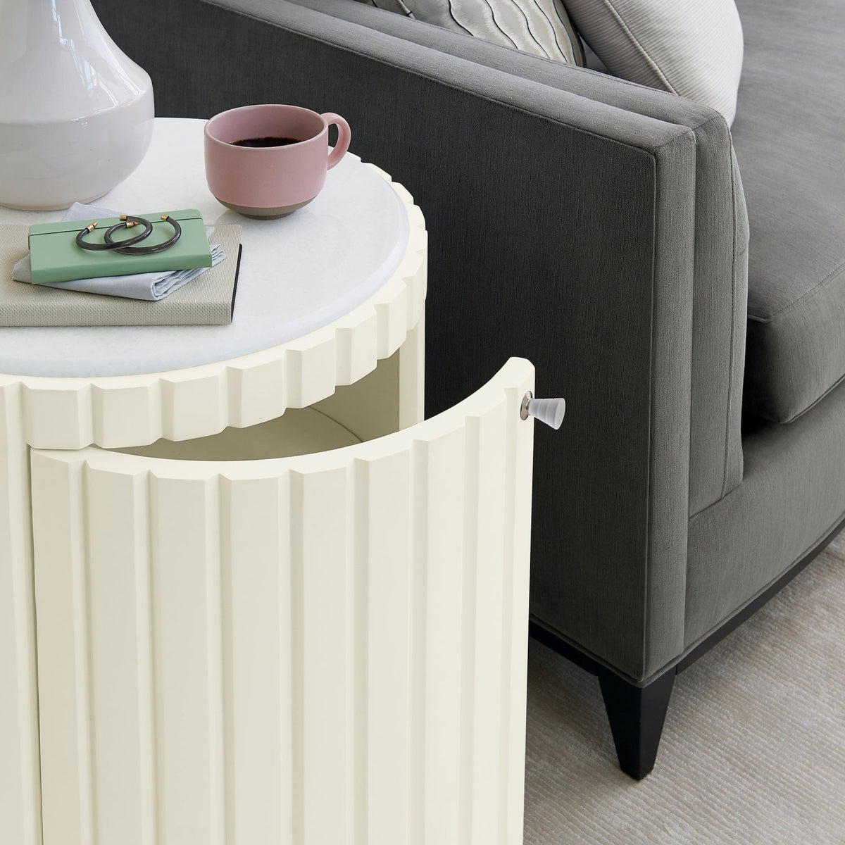 Gray Velvet Tufted Sofa | Caracole Grace
