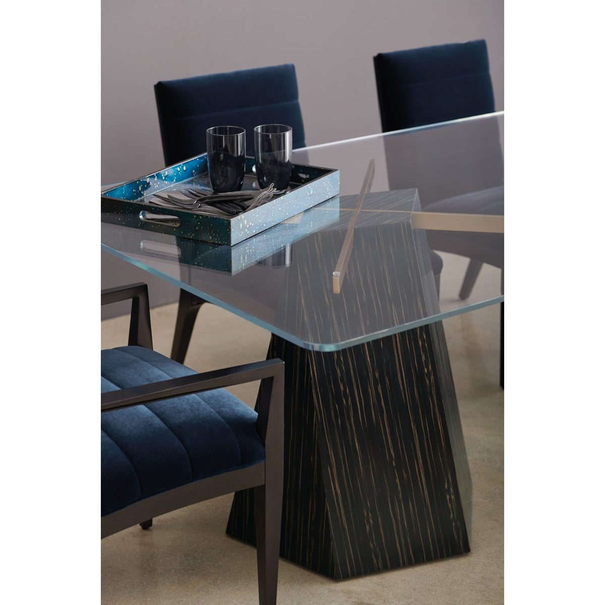 Striated Black Base Dining Table | Caracole Vector