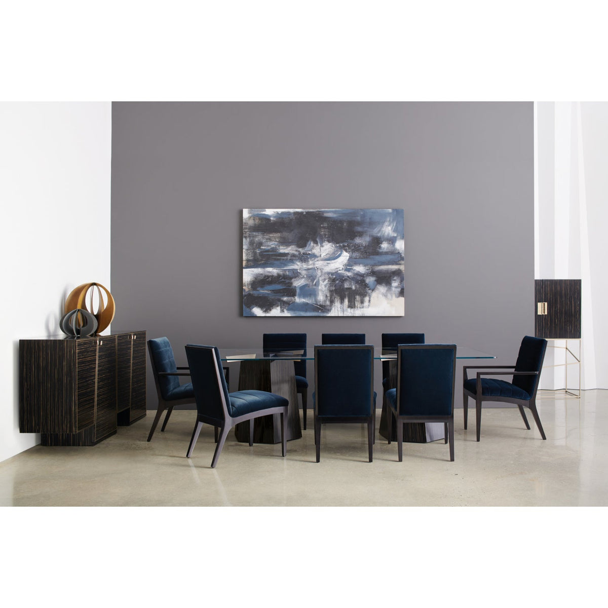Striated Black Base Dining Table | Caracole Vector