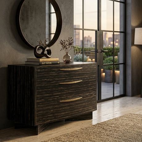 Striated Black 3-Drawer Dresser | Caracole Vector