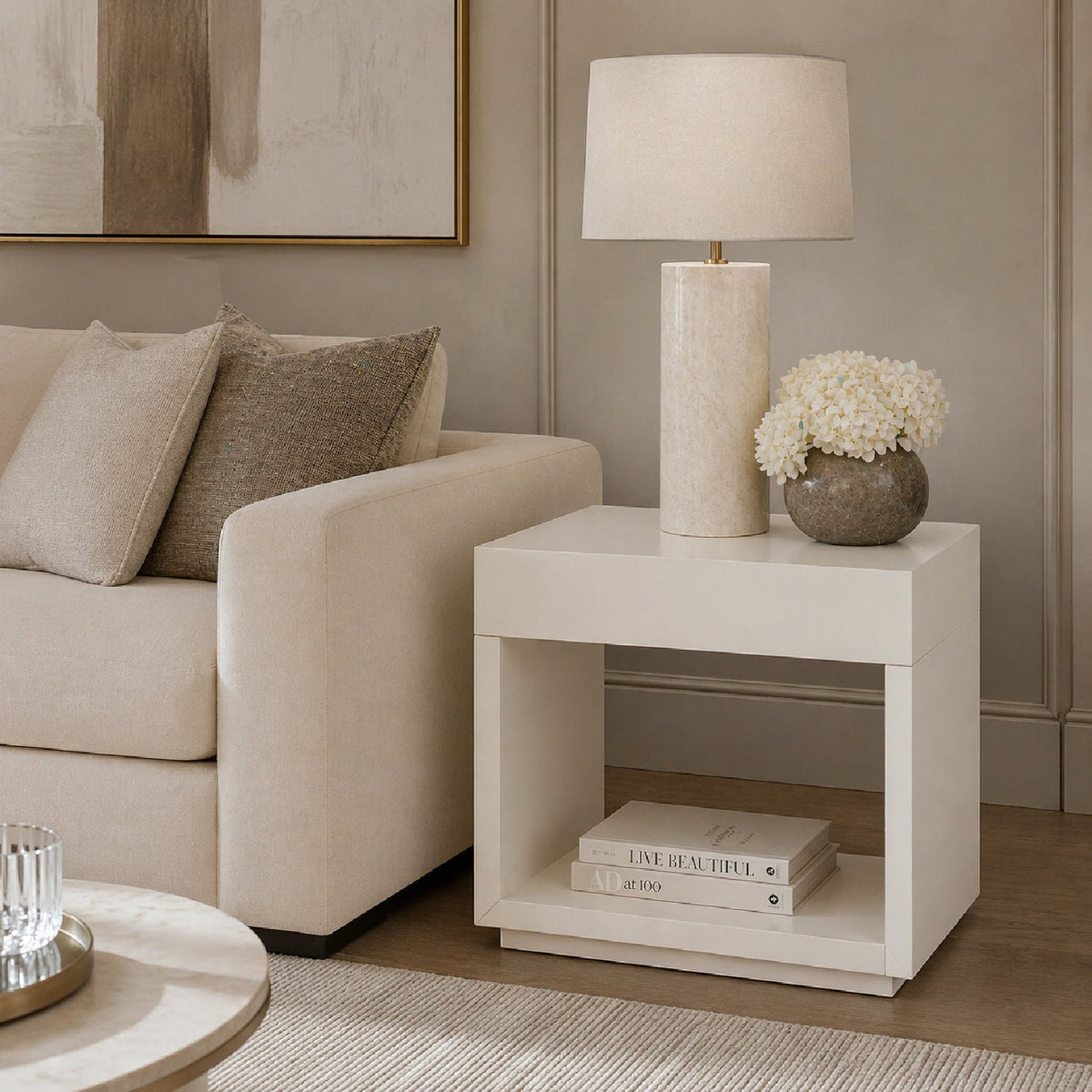 White 1-Drawer End Table | Caracole Expressions