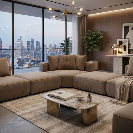 Brown Welted Sectional Sofa | Caracole Marbella