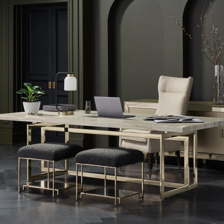 Square Shearling Ottoman | Caracole Thoroughly Modern