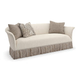 Fringed Skirt Beige Sofa | Caracole Savoy