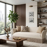 Fringed Skirt Beige Sofa | Caracole Savoy