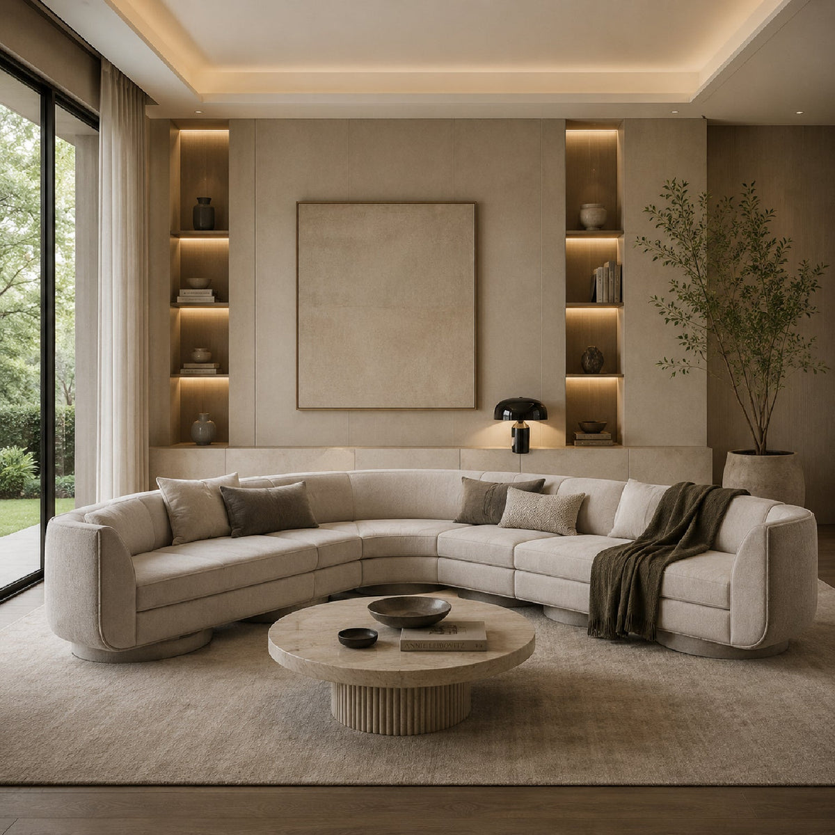 Taupe Velvet 4-Piece Sectional Sofa | Caracole Clipper