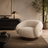 White Boucle Swivel Chair | Caracole Smoosh