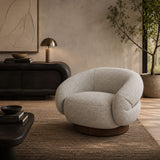White Boucle Swivel Chair | Caracole Smoosh