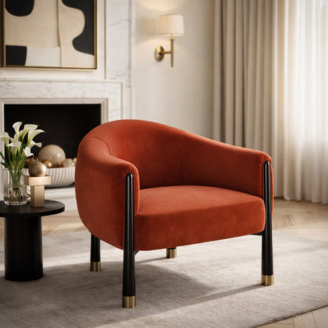 Velvet Curved Accent Chair | Caracole Baton