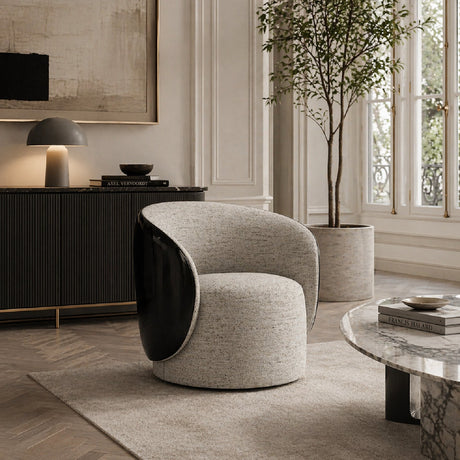 White Chenille Swivel Chair | Caracole Cuff