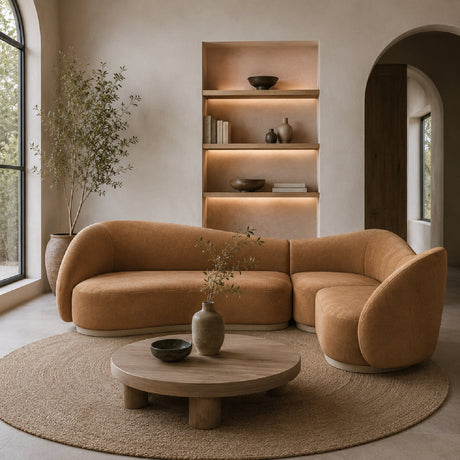 Light Brown Velvet Sectional Sofa | Caracole Kalahari