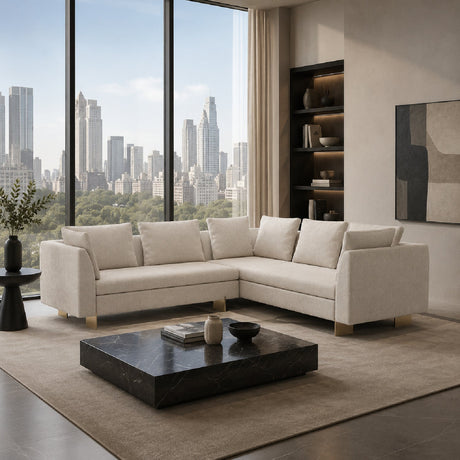White Chenille Sectional Sofa L | Caracole Altura