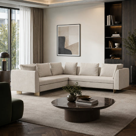White Chenille Sectional Sofa L | Caracole Altura