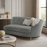 Gray Velvet Right-Armed Loveseat | Caracole Three's Company