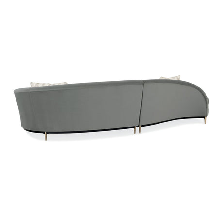 Gray Velvet Right-Armed Loveseat | Caracole Three's Company