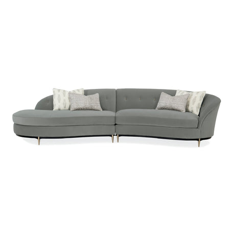 Gray Velvet Right-Armed Loveseat | Caracole Three's Company
