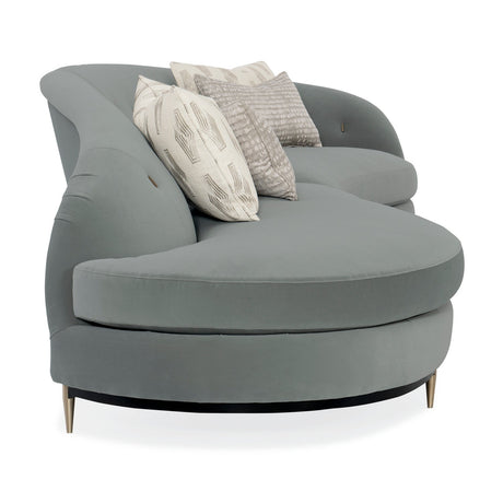 Gray Velvet Right-Armed Loveseat | Caracole Three's Company