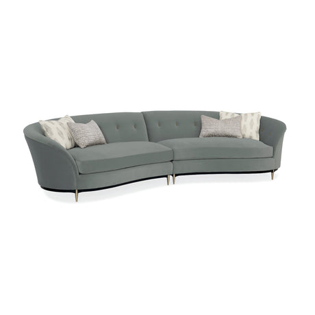 Gray Velvet Right-Armed Loveseat | Caracole Three's Company