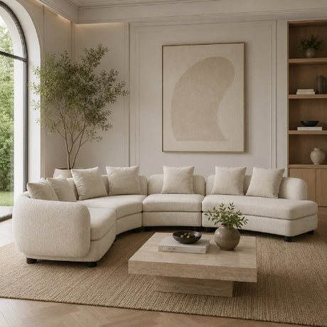 Ribbed Linen 4-Piece Sectional Sofa | Caracole Lumi