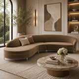 Velvet Curved 3-Piece Sectional Sofa | Caracole Three'S Company